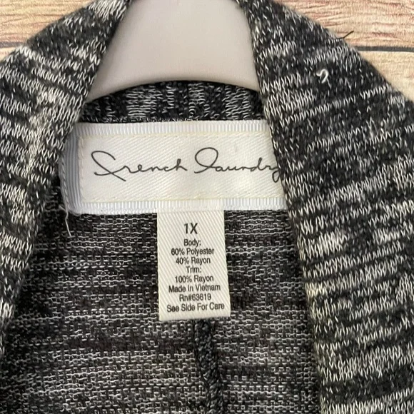 French Laundry Women’s Black And Gray Fringe Cardigan Sweater Plus Size: 1X - Picture 6 of 10